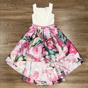 Floral Pink and White Kids Dress